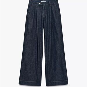 Zara Dark Indigo Wide-Leg Jeans